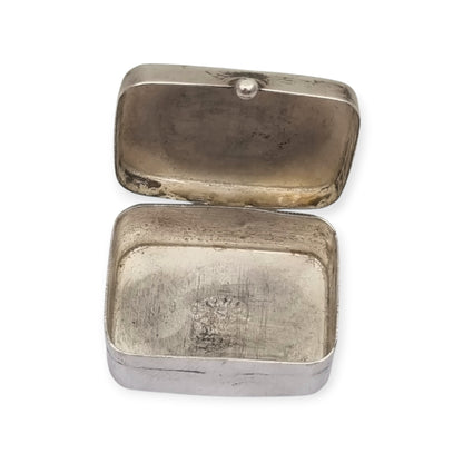 Caja IGUALA 925 MEXICO. vintage de plata 925  con cabujón azul pastillero de bolsillo, ca. 1980–1995