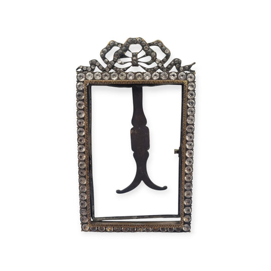 Belle Époque photo frame with glass panels and a Louis XVI bow, likely French, ca. 1890–1910