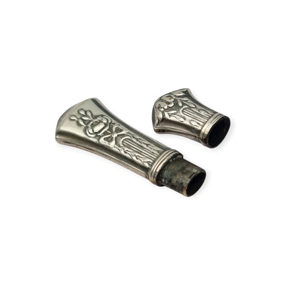Art Nouveau modernist needle case in silver-plated metal, Louis XVI floral decoration, circa 1900–1930