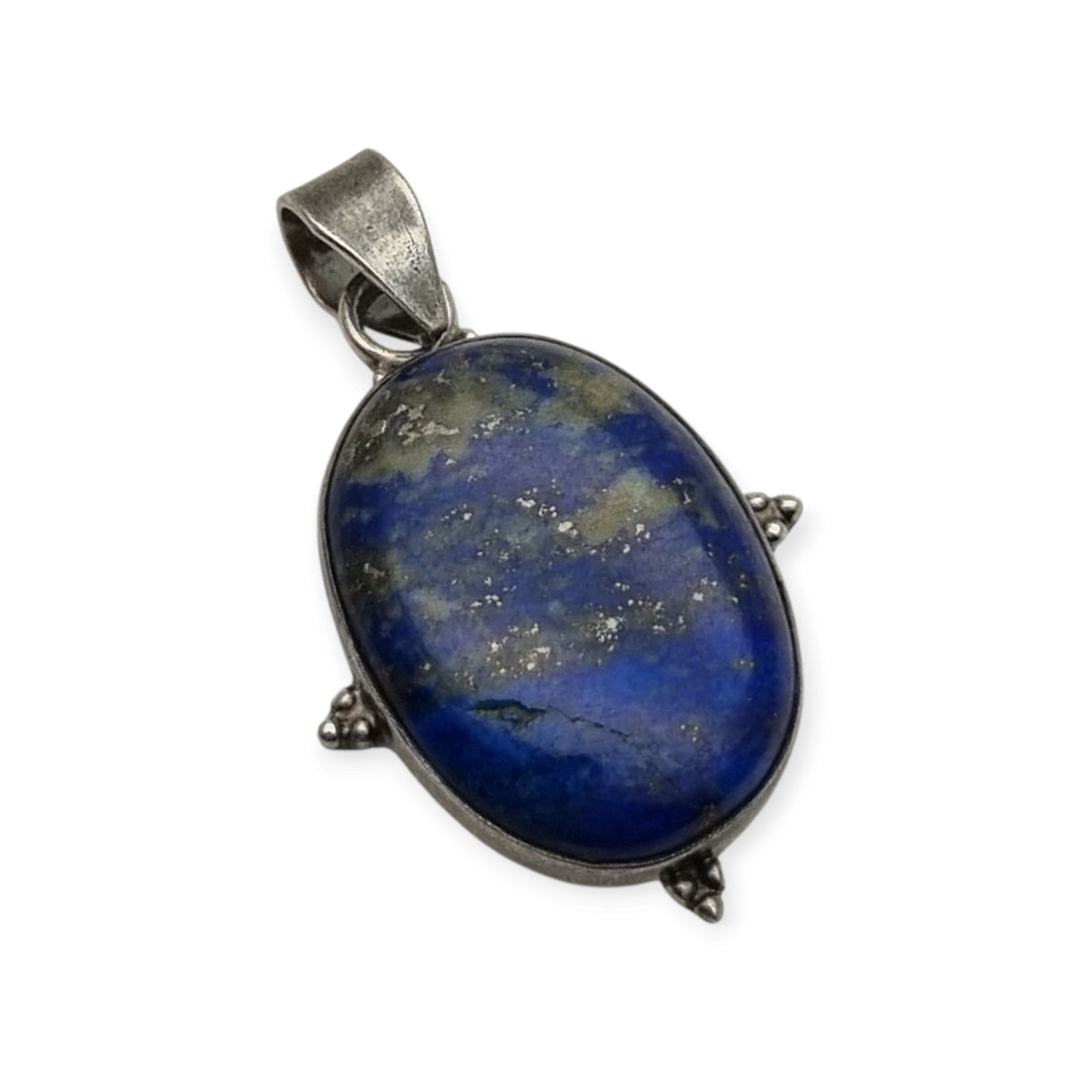 Vintage 925 Silver and Blue Lapis Lazuli Pendant, Handmade Boho Chic, 80s