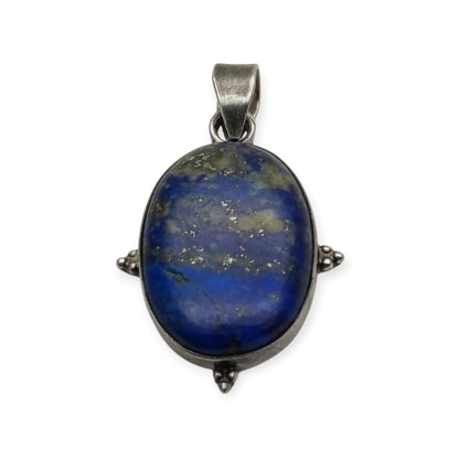 Vintage 925 Silver and Blue Lapis Lazuli Pendant, Handmade Boho Chic, 80s