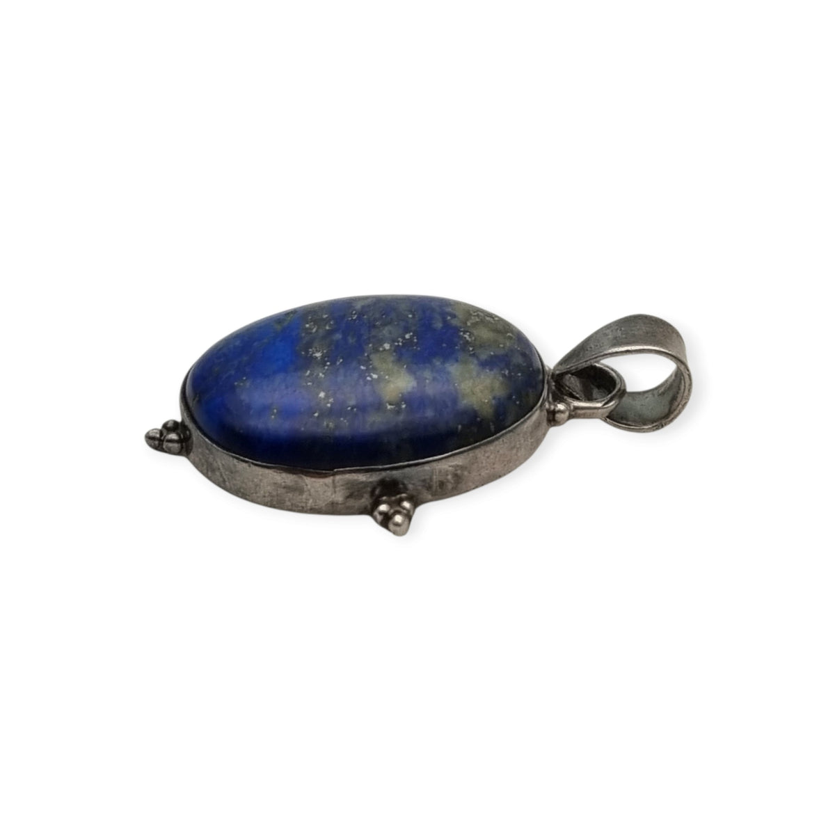 Vintage 925 Silver and Blue Lapis Lazuli Pendant, Handmade Boho Chic, 80s