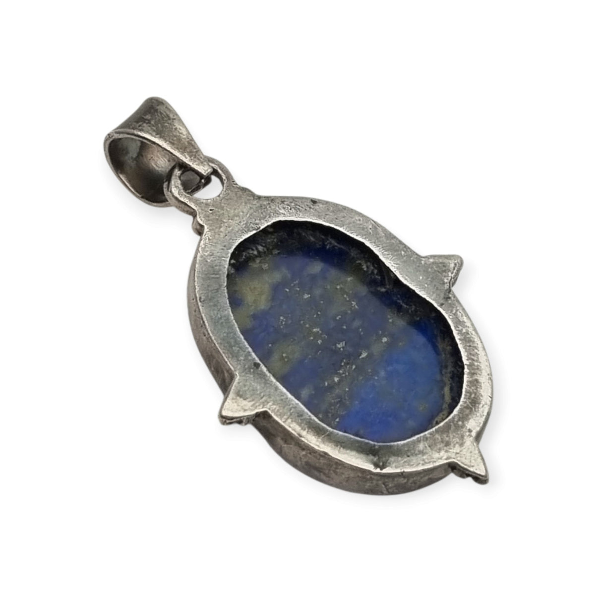 Vintage 925 Silver and Blue Lapis Lazuli Pendant, Handmade Boho Chic, 80s