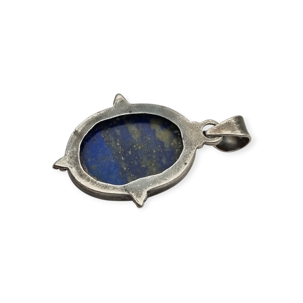 Vintage 925 Silver and Blue Lapis Lazuli Pendant, Handmade Boho Chic, 80s