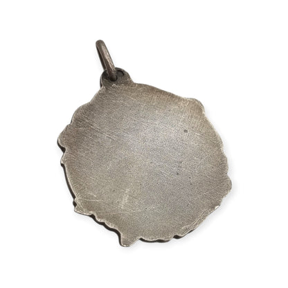 Antique Modernist Silver Madonna Medal, Art Nouveau Religious Jewelry, Spain, c. 1920
