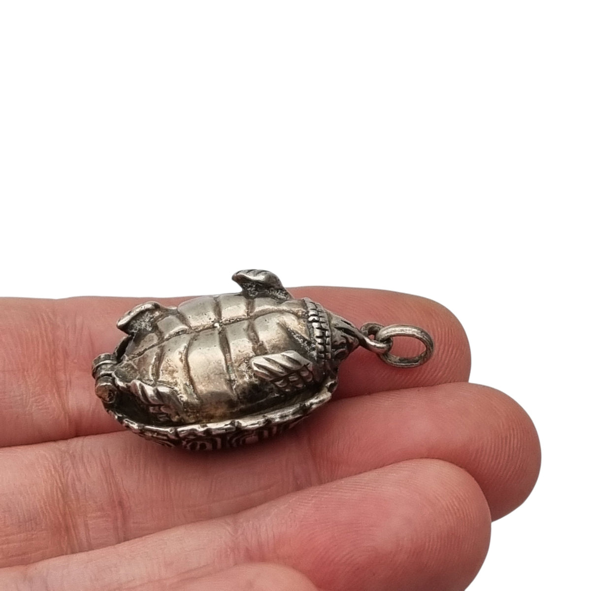 Vintage silver pendant with articulated turtle, Spain, 1970s-80s