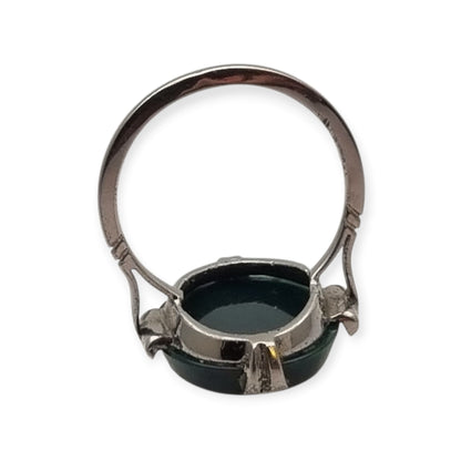 Vintage silver ring with bloodstone, Art Deco revival design, circa 1950