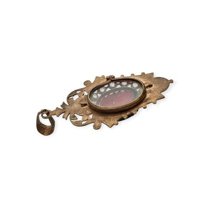 Antique Victorian mourning locket and sentimental jewelry with onyx and rhinestones, Spain, ca. 1890–1920