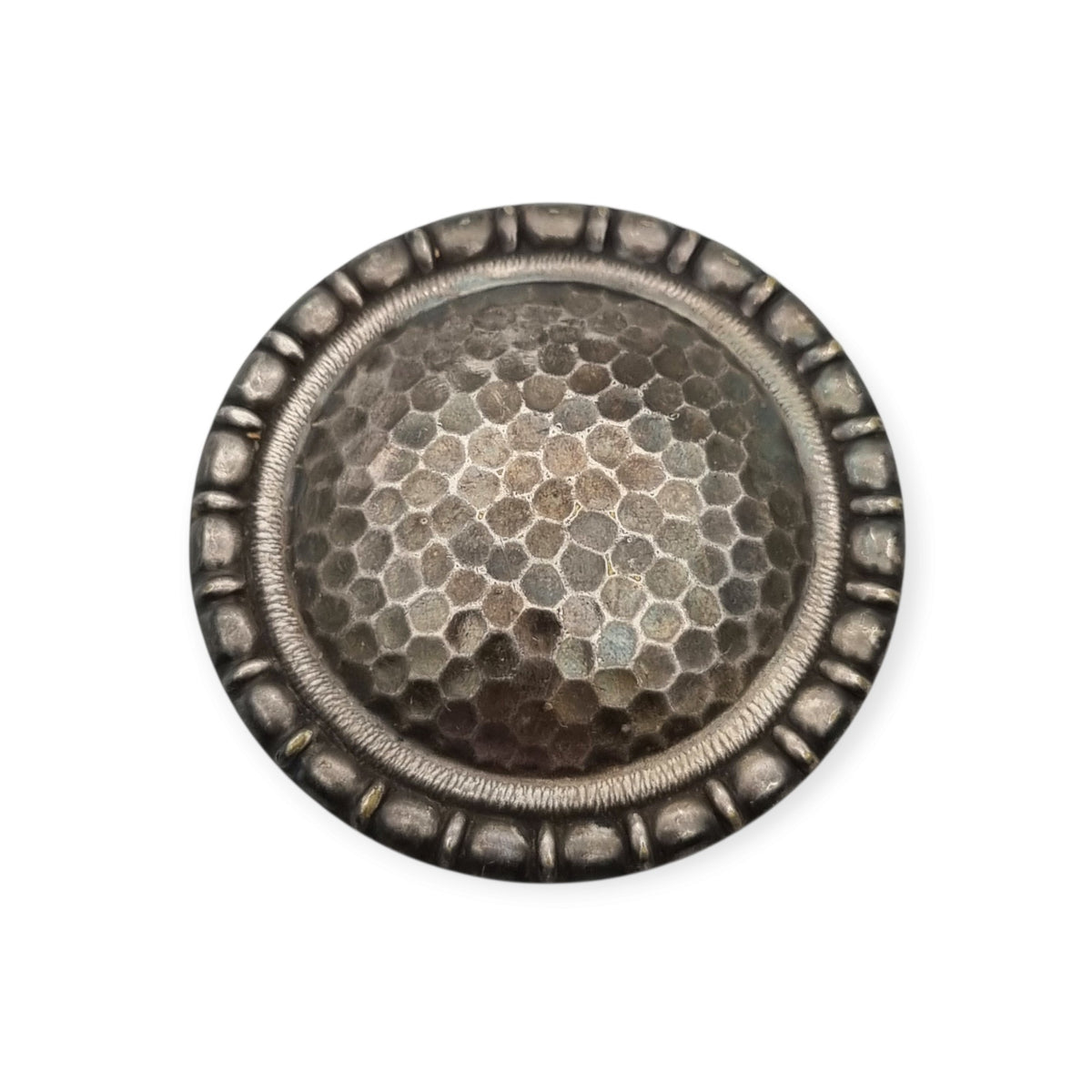 Vintage Brutalist metal brooch with honeycomb relief, Europe, ca. 1970