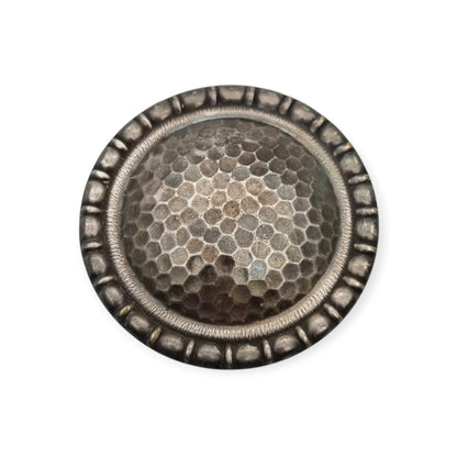 Vintage Brutalist metal brooch with honeycomb relief, Europe, ca. 1970