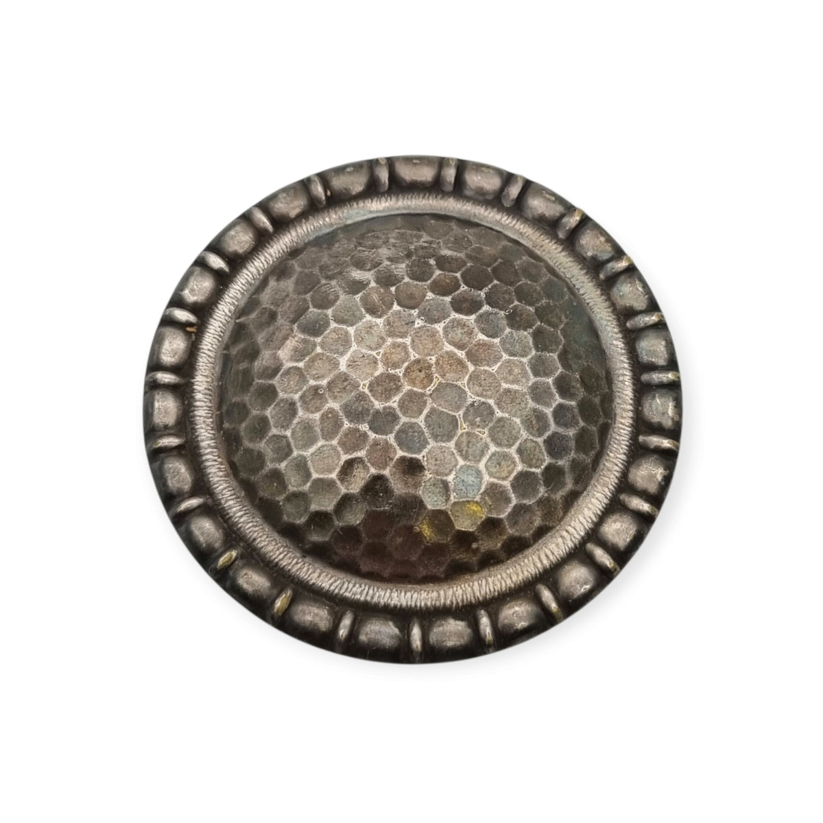 Vintage Brutalist metal brooch with honeycomb relief, Europe, ca. 1970