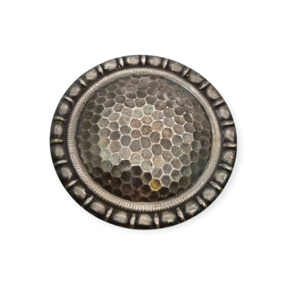 Vintage Brutalist metal brooch with honeycomb relief, Europe, ca. 1970