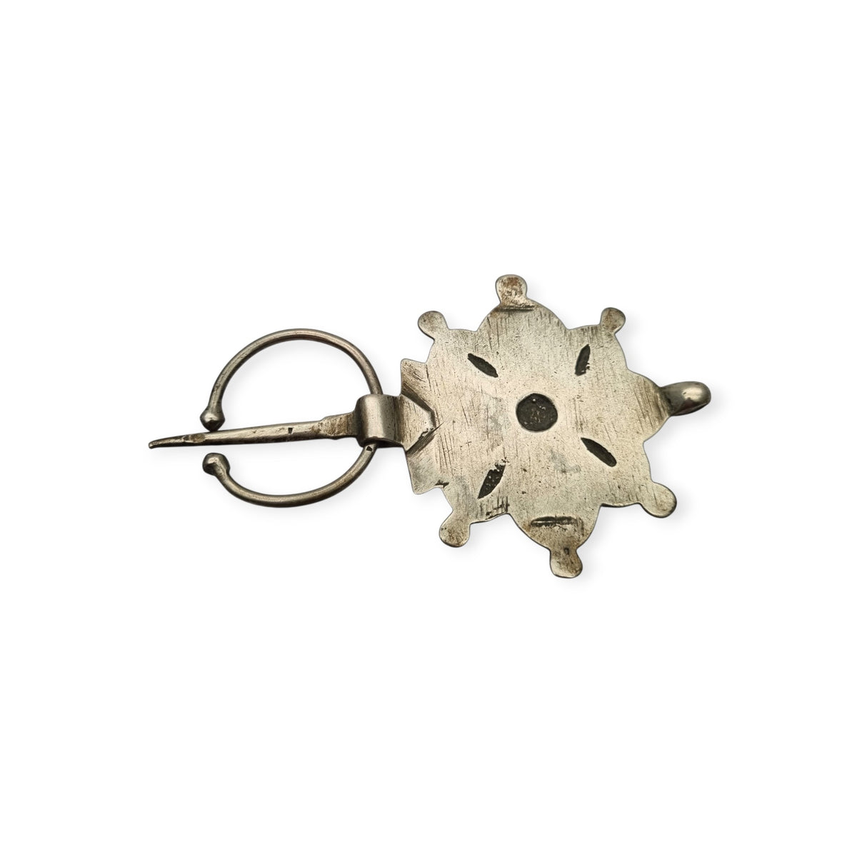 Antique Berber silver fibula, handcrafted, traditional North African tribal jewelry, c. 1930–1960