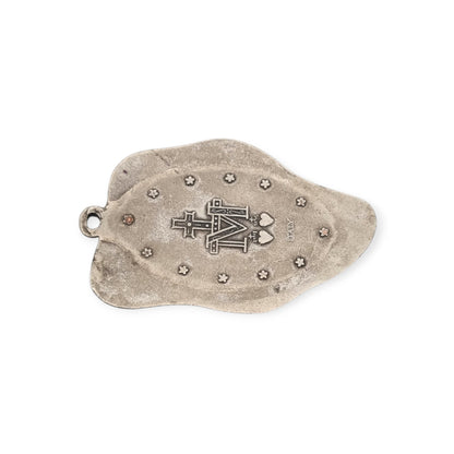 Vintage religious medal of Our Lady of Miracles in silver-tone metal, Italy, ca. 1960–1970