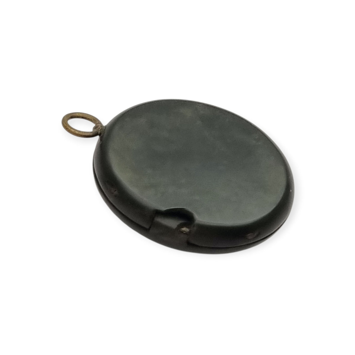 Victorian mourning hair slide in vulcanite with cross and weeping willow, sentimental jewelry, ca. 1890–1910