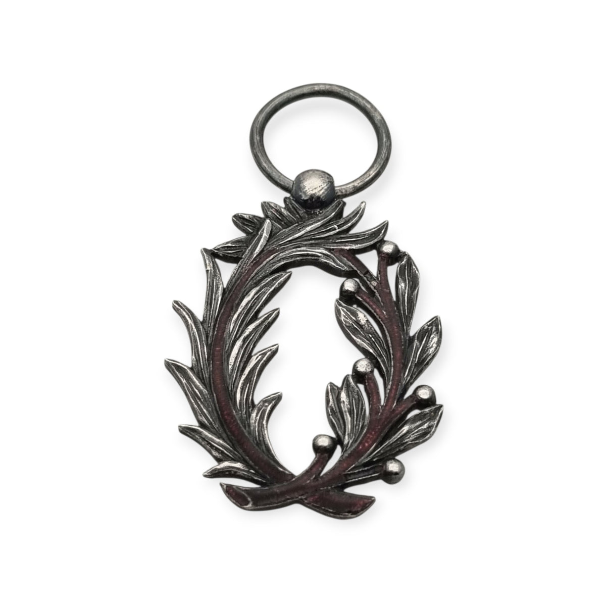 Ornamental neoclassical style Academic Palms medal, silver and violet enamel, France, 1866–1955 model