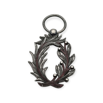 Ornamental neoclassical style Academic Palms medal, silver and violet enamel, France, 1866–1955 model