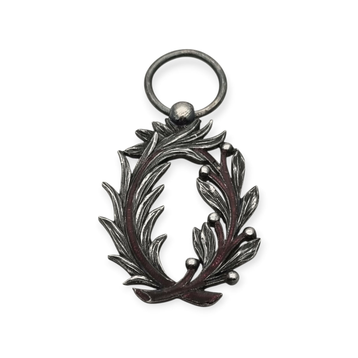 Ornamental neoclassical style Academic Palms medal, silver and violet enamel, France, 1866–1955 model