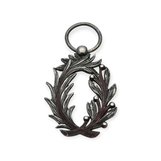 Ornamental neoclassical style Academic Palms medal, silver and violet enamel, France, 1866–1955 model