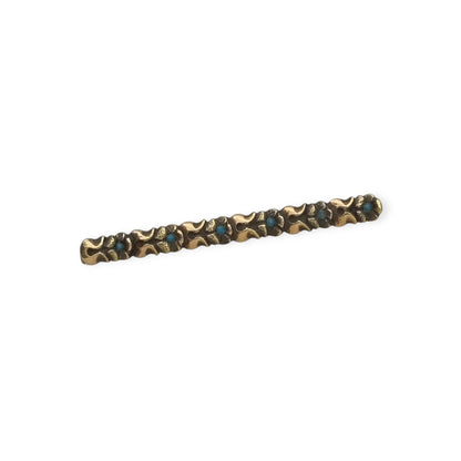 Broche antiguo Art Déco de plata con vistas doradas y flores azules, España, ca. 1940