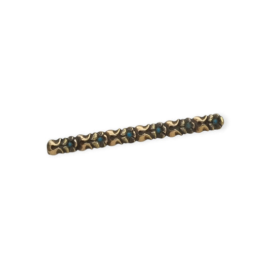 Antique Art Deco silver brooch with gold highlights and blue flowers, Spain, ca. 1940
