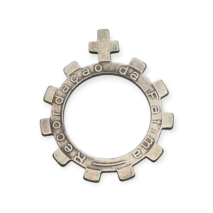 Rosario de dedo, anillo decenario de Fátima en metal plateado, Circa 1950-1970