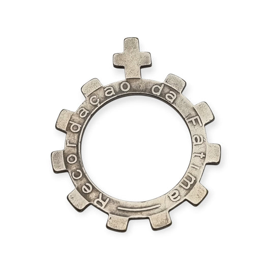Rosario de dedo, anillo decenario de Fátima en metal plateado, Circa 1950-1970