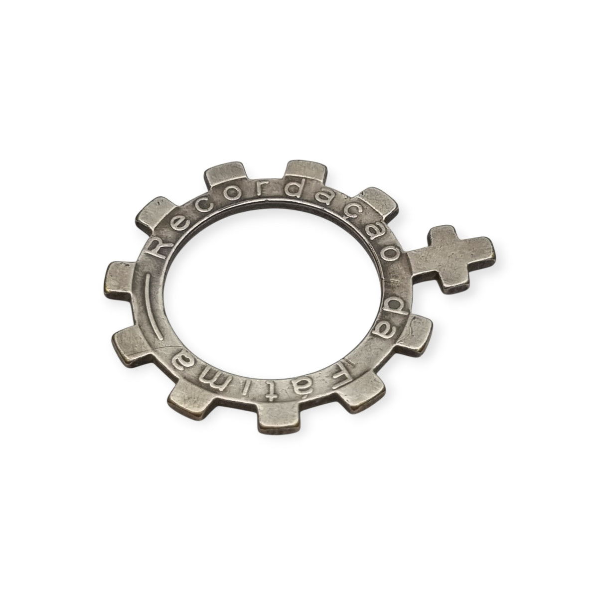 Rosario de dedo, anillo decenario de Fátima en metal plateado, Circa 1950-1970