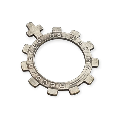Rosario de dedo, anillo decenario de Fátima en metal plateado, Circa 1950-1970