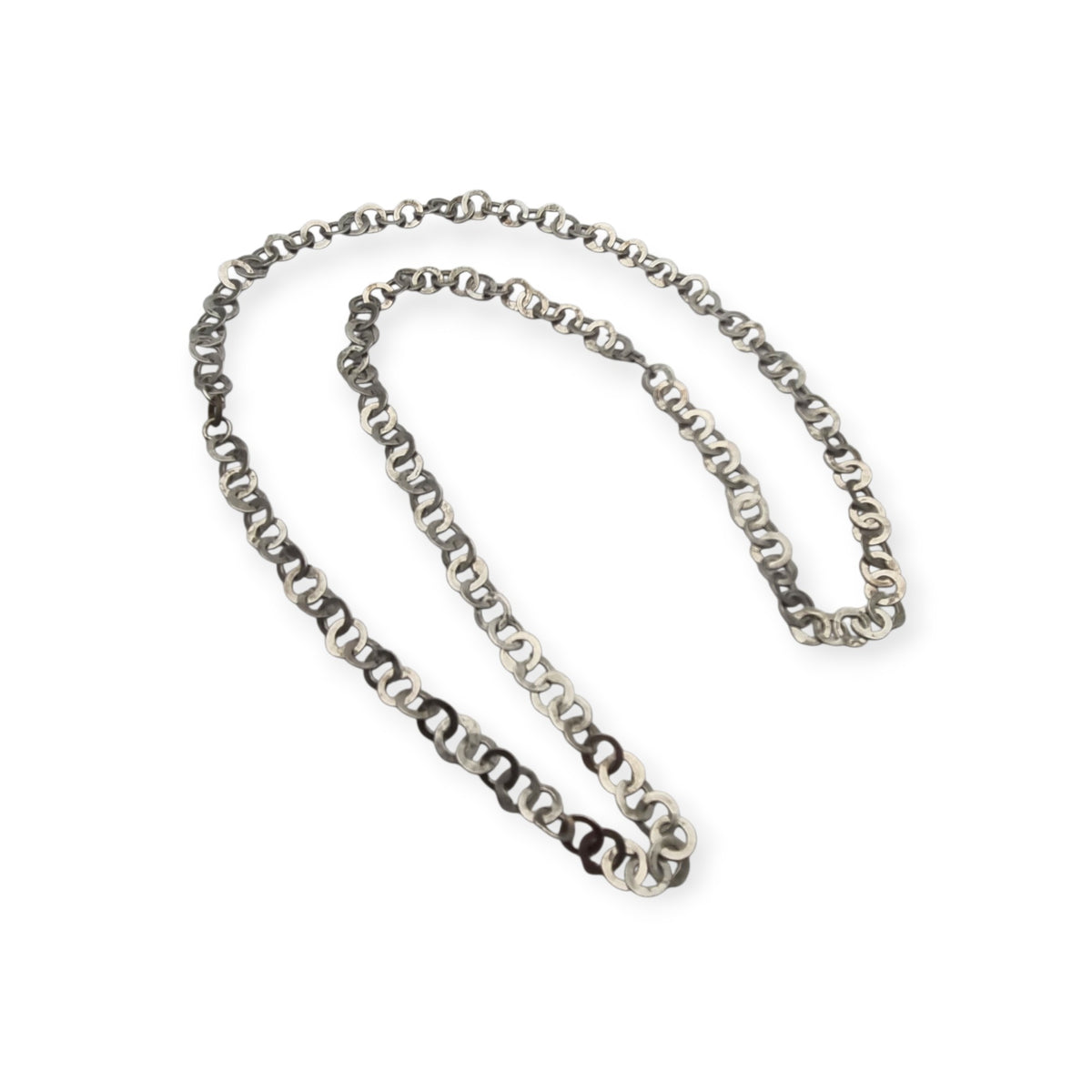 Long handcrafted ethnic silver necklace, Rihanna style, Tunisian tradition, c. 1950–1970