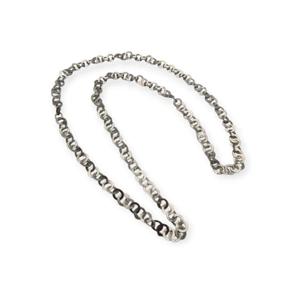 Long handcrafted ethnic silver necklace, Rihanna style, Tunisian tradition, c. 1950–1970