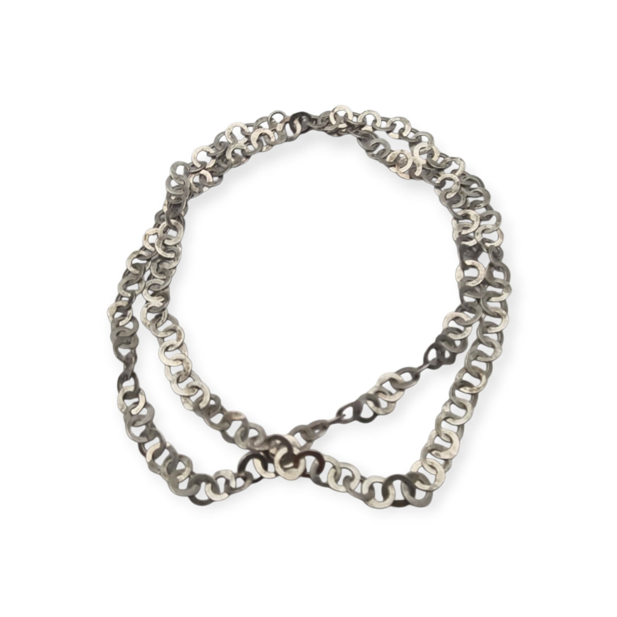 Long handcrafted ethnic silver necklace, Rihanna style, Tunisian tradition, c. 1950–1970