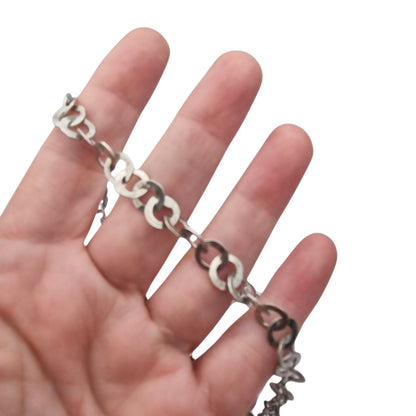 Long handcrafted ethnic silver necklace, Rihanna style, Tunisian tradition, c. 1950–1970