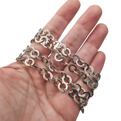 Long handcrafted ethnic silver necklace, Rihanna style, Tunisian tradition, c. 1950–1970