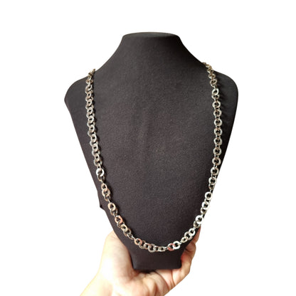 Long handcrafted ethnic silver necklace, Rihanna style, Tunisian tradition, c. 1950–1970