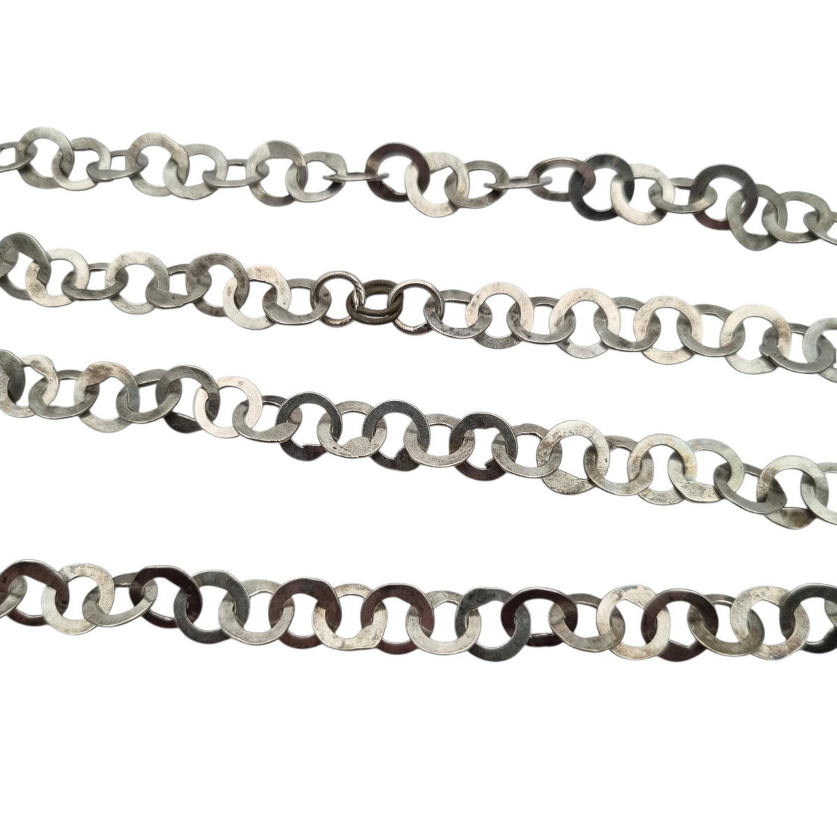 Long handcrafted ethnic silver necklace, Rihanna style, Tunisian tradition, c. 1950–1970
