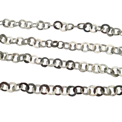 Long handcrafted ethnic silver necklace, Rihanna style, Tunisian tradition, c. 1950–1970