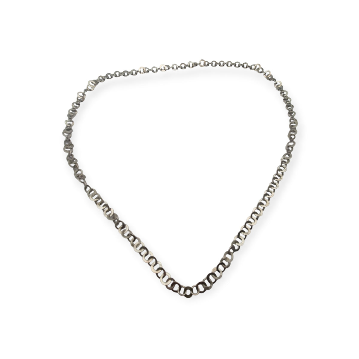 Long handcrafted ethnic silver necklace, Rihanna style, Tunisian tradition, c. 1950–1970