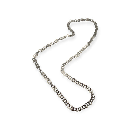 Long handcrafted ethnic silver necklace, Rihanna style, Tunisian tradition, c. 1950–1970