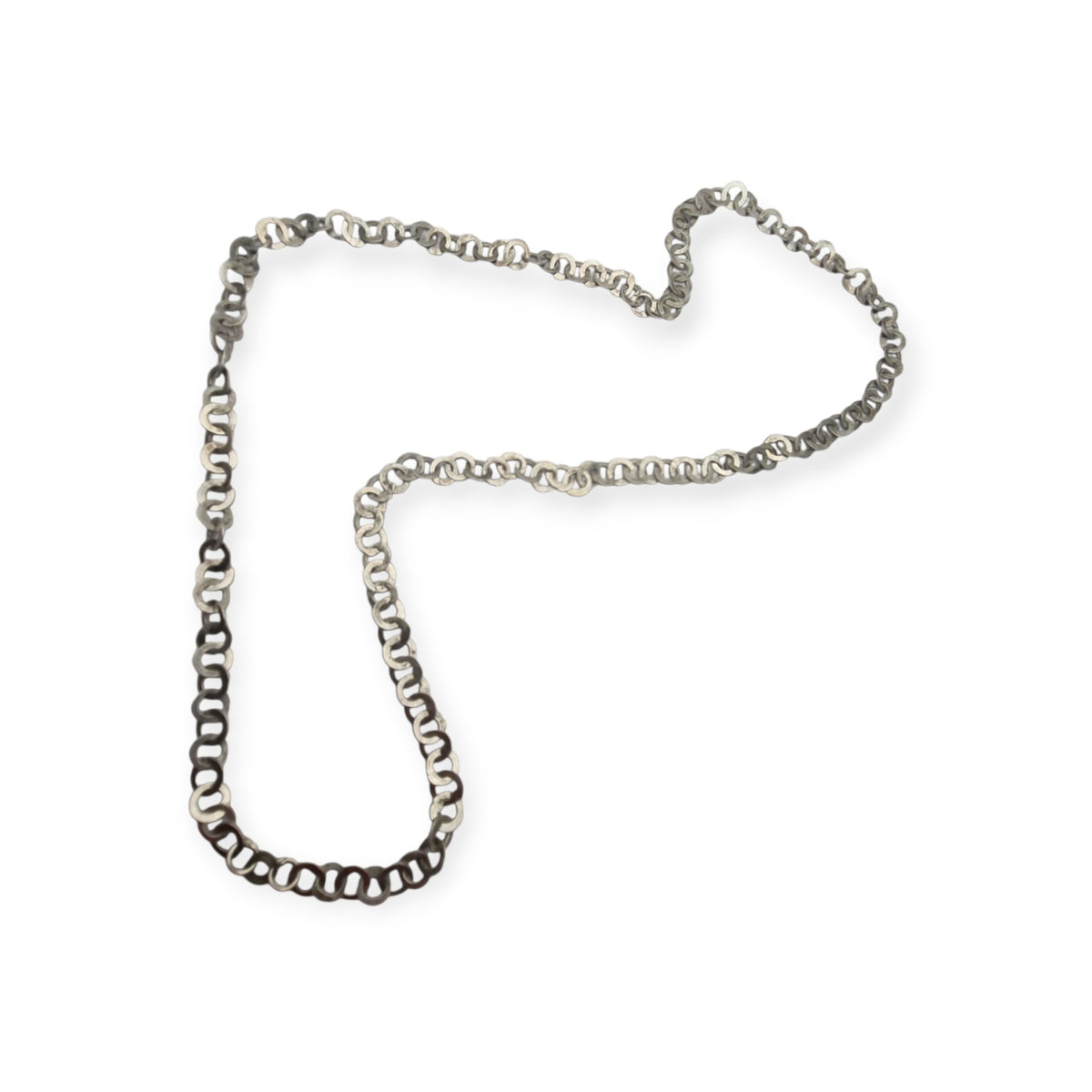 Long handcrafted ethnic silver necklace, Rihanna style, Tunisian tradition, c. 1950–1970