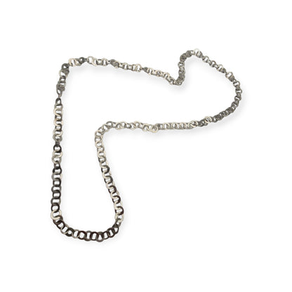 Long handcrafted ethnic silver necklace, Rihanna style, Tunisian tradition, c. 1950–1970