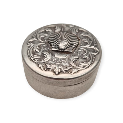 925 silver box with scallop shell · Camino de Santiago souvenir · c. 1990–2000