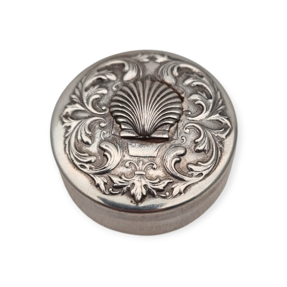 925 silver box with scallop shell · Camino de Santiago souvenir · c. 1990–2000