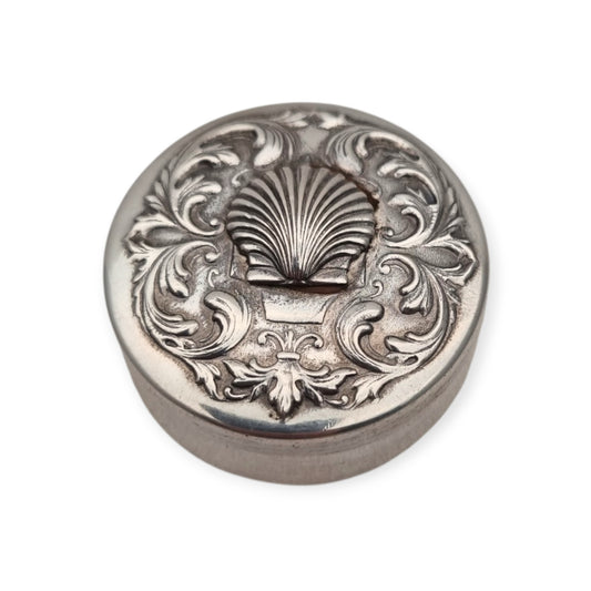 925 silver box with scallop shell · Camino de Santiago souvenir · c. 1990–2000