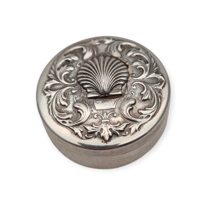 925 silver box with scallop shell · Camino de Santiago souvenir · c. 1990–2000