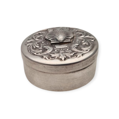 925 silver box with scallop shell · Camino de Santiago souvenir · c. 1990–2000