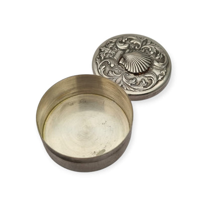 925 silver box with scallop shell · Camino de Santiago souvenir · c. 1990–2000