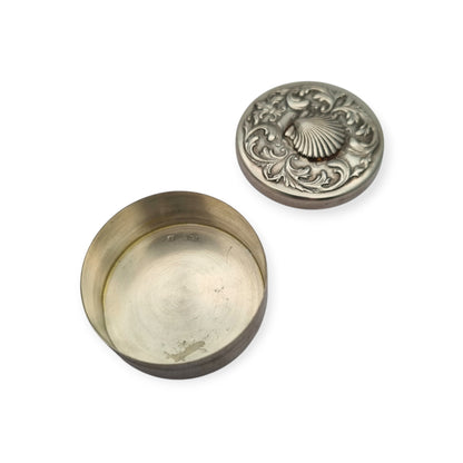 925 silver box with scallop shell · Camino de Santiago souvenir · c. 1990–2000