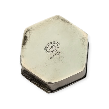 Vintage Mexican 925 silver box, hexagonal with blue cabochon · Iguala, ca. 1980–1990