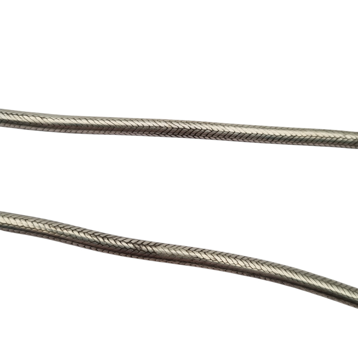 Gargantilla o pulsera doble vuelta vintage de plata trenzada, cadena tubular espiga, ca. 1970–1980